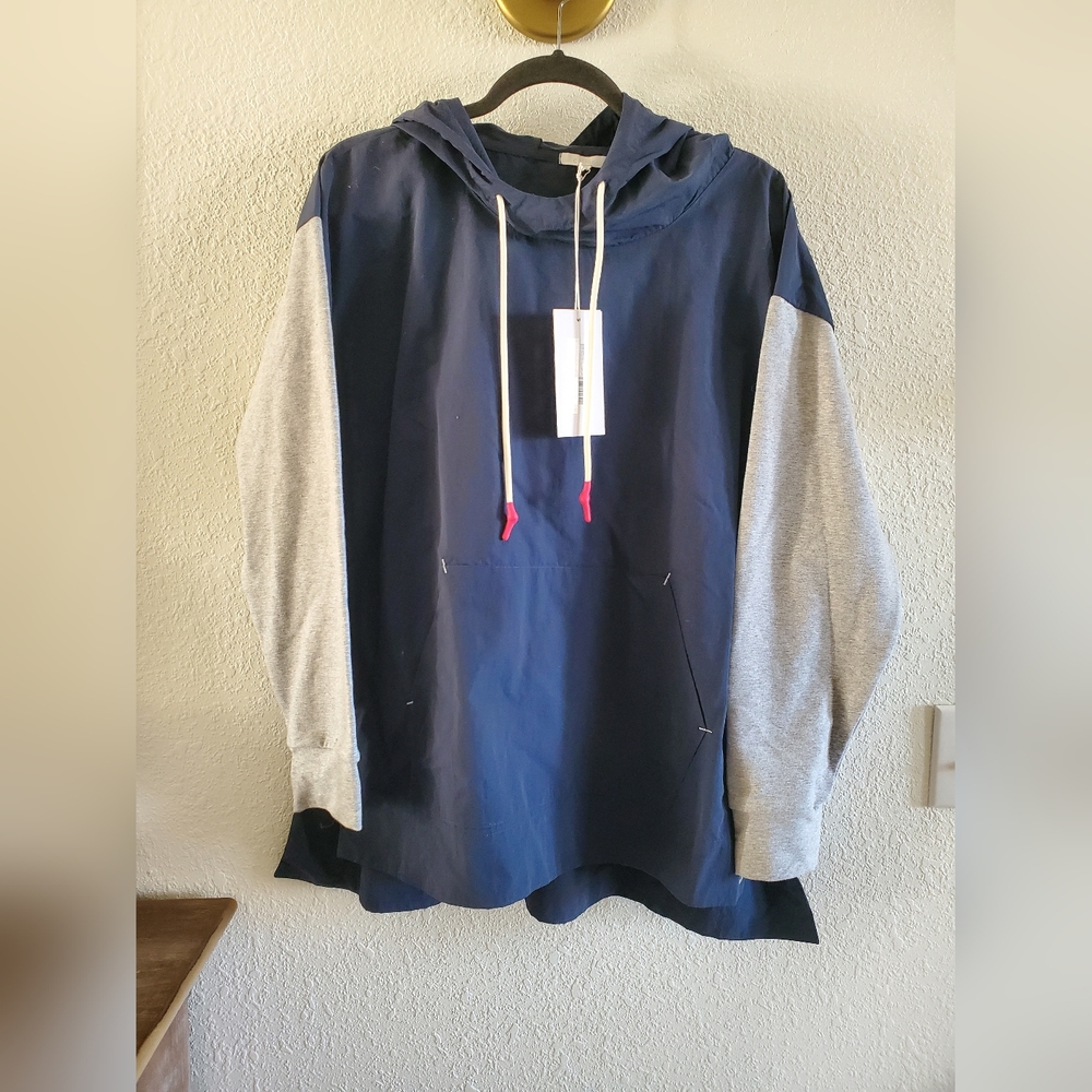 Calme by Johnny Was Women’s NWOT Blue/Gray Nylon Pullover Hoodie various Sizes